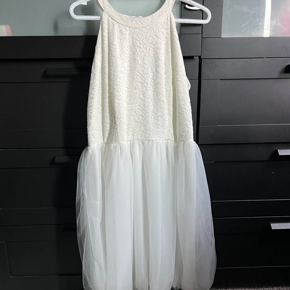 White knee length dress